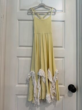 Dollcake Girls Yellow Maxi Dress Cream Ruffle Trim Detail Size 3